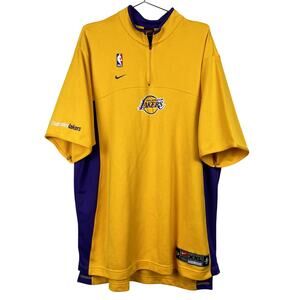 VTG Nike Team NBA Los Angeles Lakers Warmup Jersey XXL Yellow Purple LA Y2K